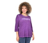 Ulla Popken Shirt, Statementstickerei, Classic, Rundhals, 3/4-arm Maglietta, Lilla, 48/50 IT Donna