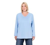 Ulla Popken Shirt, V-Ausschnitt, Relaxed, Langarm Camicetta Lunga, Blu Chiaro, 72/74 IT Donna