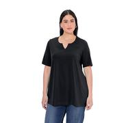 Ulla Popken Maglietta a Maniche Corte con Scollo a Tunica T-Shirt, Nero, 68-70 Donna