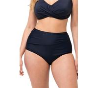 Ulla Popken Slip del Bikini a Vita Alta con Drappeggio Blu Notte Scuro 52 827045130-52