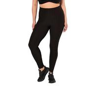 Ulla Popken Sportleggings, Struktur, High Waist, breiter Elastikbund Leggings, Schwarz, 60-62 Donna