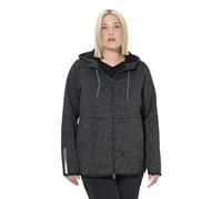 Ulla Popken Strickfleece-Jacke, Teddyfleece, 2-Wege-Zipper, Reflektor Maglia di Tuta, Nero, 62-64 Donna