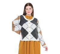 Ulla Popken Strickjacke mit Argylemuster Pullover, Beige, 52-54 Donna