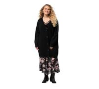 Ulla Popken Strickjacke mit Knöpfen, Maglione Cardigan Donna, Schwarz,