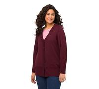 Ulla Popken Strickjacke, V-Ausschnitt, Knopfleiste, Feinstrick Felpa, Bacca Scuro, 48-50 Donna