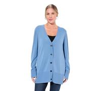 Ulla Popken Strickjacke, V-Ausschnitt, Knopfleiste, Feinstrick Pullover, Fiordaliso Luminoso, 52-54 Donna