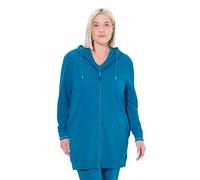 Ulla Popken Sweatjacke Lang, Accent Maglia di Tuta, Blu fumé, 50-52 Donna