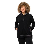 Ulla Popken Sweatjacke mit Kapuze, Reflektor und Einsatz Felpa, Nero, 60-62 Donna