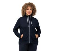 Ulla Popken Sweatjacke, Stehkragen, Kängurutaschen Maglia di Tuta, Blu Marino, 52-54 Donna