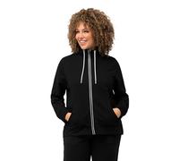 Ulla Popken Sweatjacke, Stehkragen, Kängurutaschen Maglia di Tuta, Nero, 58-60 Donna