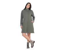 Ulla Popken Sweatkleid, Troyerkragen, Reißverschluss, Langarm Abito da Donna, Grigio, 58-60