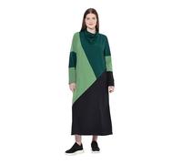 Ulla Popken Sweatkleid, Wasserfall-Ausschnitt, Langarm, Biobaumwolle Abiti, Verde Smeraldo, 48-50 Donna