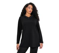 Ulla Popken Sweatshirt, Stehkragen, Classic, Zierkette, Langarm Maglia di Tuta, Nero, 50-52 Donna