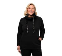 ULLA POPKEN Sweatshirt, Weiter Stehkragen, Kordel, Raglanärmel Felpa, Schwarz (Schwarz 71396310), 52-54 Donna