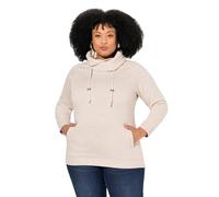Ulla Popken Sweatshirt, Weiter Stehkragen, Taschen, Raglan-Langarm Maglia di Tuta, Melange Naturale, 62-64 Donna