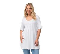 Ulla Popken T-Shirt, A-Linie, Rundhals, Halbarm, Zier Falten Camicia, Schneeweiß, 20-22 Donna