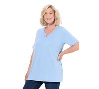 Ulla Popken T-Shirt, A-Linie, Tunika-Ausschnitt, Halbarm Camicetta Lunga, Blu Chiaro, 60/62 IT Donna
