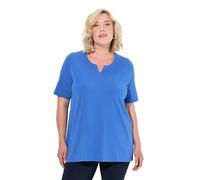 Ulla Popken T-Shirt, A-Linie, Tunika-Ausschnitt, Halbarm Camicetta Lunga, Blu Prugna, 52/54 IT Donna