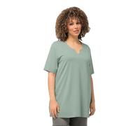 Ulla Popken T-Shirt, A-Linie, Tunika-Ausschnitt, Halbarm Maglietta Aderente, Verde Schiuma Chiara, 56-58 Donna