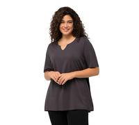 Ulla Popken T-Shirt, A-Linie, Tunika-Ausschnitt, Halbarm Maglietta con Scollo a Goccia, Grafite, 50-52 Große Größen Donna