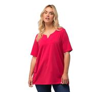 Ulla Popken T-Shirt, A-Linie, Tunika-Kragen, Halblange Ärmel, Rot, 44-46 Donna