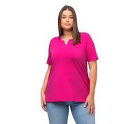 Ulla Popken T-Shirt, A-Linie, Tunika-Kragen, Halblange Ärmel, T-Shirt Donna, Fuchsia Pink, 50-52
