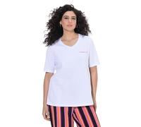 Ulla Popken T-Shirt Classica con Dolce Vita, Scollo a V e Mezze Maniche Bianco Neve 54+ 847841200-54+