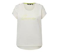 Ulla Popken T-Shirt con abbottonatura e Stampa, Oversize 830341, Bianco, 60/62 IT Donna