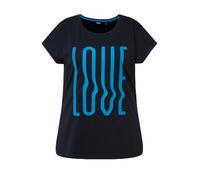 Ulla Popken T-Shirt con Scritta Stampata, Oversize Dori 829291, Blu Marino, 56/58 IT Donna