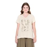 Ulla Popken T-Shirt da Donna Plant Placement, Bianco Perla, 56/58 IT