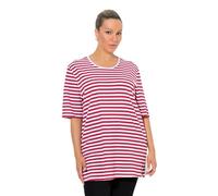 Ulla Popken T-Shirt dal Taglio Ampio con Righe, Scollo a Girocollo e Mezze Maniche Litchi 54+ 846543530-54+