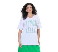 Ulla Popken T-Shirt dal Taglio Oversize con Limoncello, Scollo a V e Mezze Maniche Bianco Neve 58+ 847899201-58+