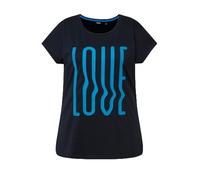 Ulla Popken T-Shirt con Scritta Stampata, Oversize Dori 829291, Blu Navy, 52-54 Donna