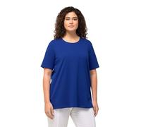 Ulla Popken T-Shirt dal Taglio Svasato con Scollo a Girocollo e Mezze Maniche Blu Cobalto 50+ 807264760-50+