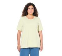 Ulla Popken T-Shirt dal Taglio Svasato con Scollo a Girocollo e Mezze Maniche Pistacchio 50+ 807264407-50+