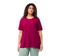 Ulla Popken T-Shirt dal Taglio Svasato con Scollo a Girocollo e Mezze Maniche Rosso Borgogna 54+ 807264820-54+