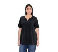 Ulla Popken Maglietta a Maniche Corte con Scollo a Tunica T-Shirt, Nero, 52-54 Donna