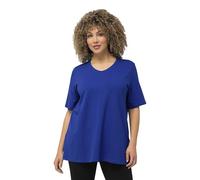 Ulla Popken T-Shirt 807284760-50+ dal taglio svasato scollo a V mezze maniche Blu Cobalto 50+