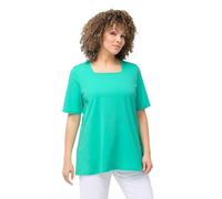 Ulla Popken T-Shirt dal taglio svasato con scollo rettangolare e mezze maniche Verde Turchese 54+