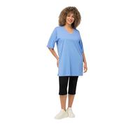 Ulla Popken T-Shirt dalle Linee morbide con Scollo a V e Mezze Maniche Blu Cielo 54+ 515283718-54+