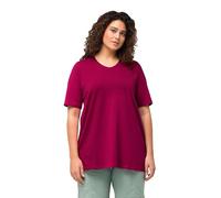 Ulla Popken T-Shirt dalle Linee morbide con Scollo a V e Mezze Maniche Rosso Borgogna 54+ 515283820-54+