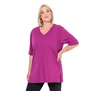 Ulla Popken T-Shirt dalle Linee morbide con Scollo a V e Mezze Maniche Viola Bacca 42+ 515283827-42+