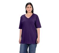 Ulla Popken T-Shirt dalle Linee morbide con Scollo a V e Mezze Maniche Violet Profondo 66+ 515283840-66+