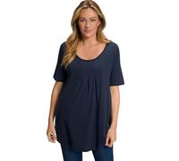 Ulla Popken T-Shirt Essential con Pieghe Frontali Maglietta, Blu Navy, 56-58 Donna