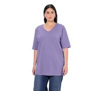 Ulla Popken T-Shirt dalle Linee morbide con Scollo a V e Mezze Maniche Blu violaceo 58+ 515283810-58+