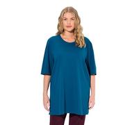 Ulla Popken T-Shirt, Rundhalsausschnitt, Relaxed, Halbarm, Blu-Verde, 72/74 IT Donna