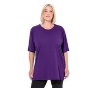 Ulla Popken T-Shirt, Rundhalsausschnitt, Relaxed, Halbarm Camicetta Lunga, Viola Profondo, 60/62 IT Donna