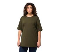 Ulla Popken T-Shirt, Rundhalsausschnitt, Relaxed, Halbarm Maglietta Basic, Girocollo, Verde Bosco, 50-52 Große Größen Donna