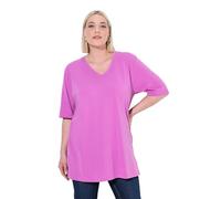 Ulla Popken T-Shirt, V-Ausschnitt, Relaxed, Halbarm Maglietta Basic a V, Rosa Freddo, 50-52 Große Größen Donna