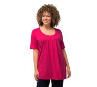 Ulla Popken T-Shirt, Zierfalten, A-Linie, Rundhals, Halbarm, Modal Magliette, Rosa Magenta, 48/50 IT Donna
